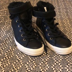 Leather, Fur Lined Converse Sneakers